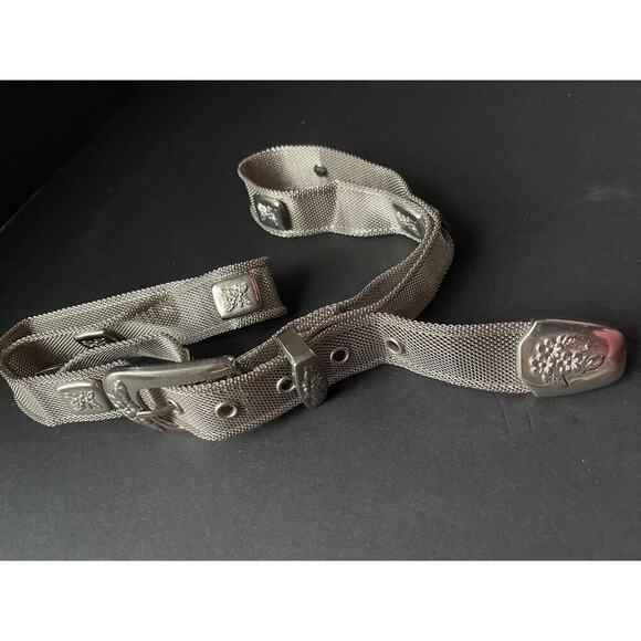 Womens Silver Tone Mesh Belt Plus Up To 42” Cowgirl Rodeo Southwestern Concho - Picture 3 of 7